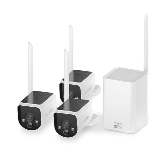 MaxRanger4K™ Solar 3 Camera Security System with Longest Range Wireless with Gutter Mounts | SWNVK-MR4KSD3-BB